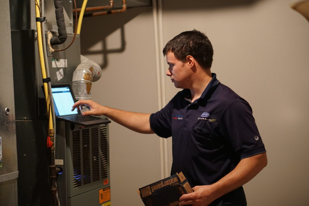 Lancaster, Ohio HVAC technician performing a fall furnace tune-up.